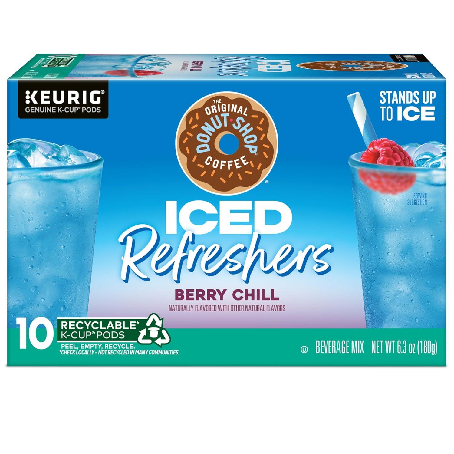 imageThe Original Donut Shop Iced Refreshers Strawberry Aa Flavor Keurig Single Serve KCup Pods 60 Count 6 Packs of 10Berry Chill