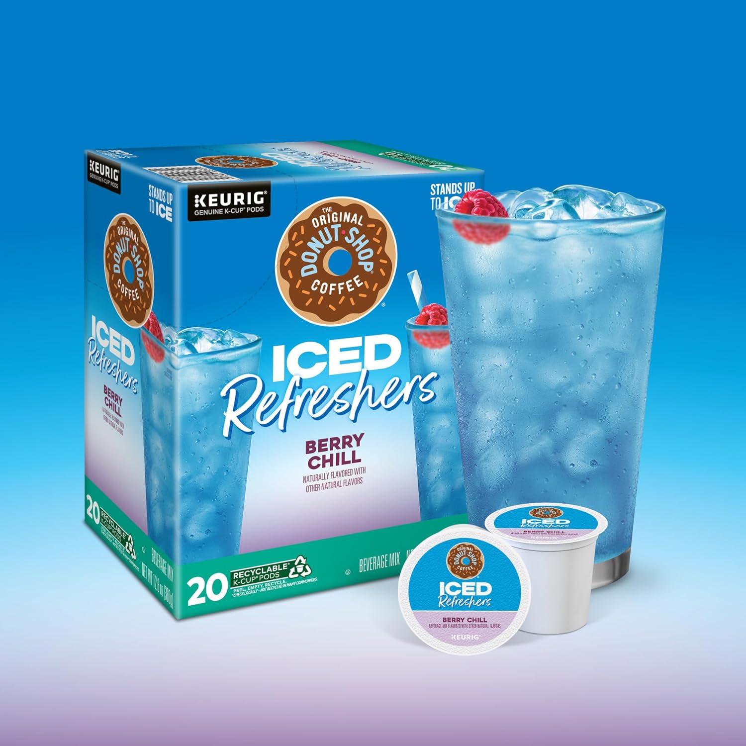 imageThe Original Donut Shop Iced Refreshers Strawberry Aa Flavor Keurig Single Serve KCup Pods 60 Count 6 Packs of 10Berry Chill