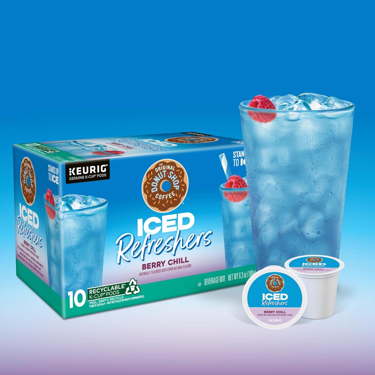 imageThe Original Donut Shop Iced Refreshers Strawberry Aa Flavor Keurig Single Serve KCup Pods 60 Count 6 Packs of 10Berry Chill