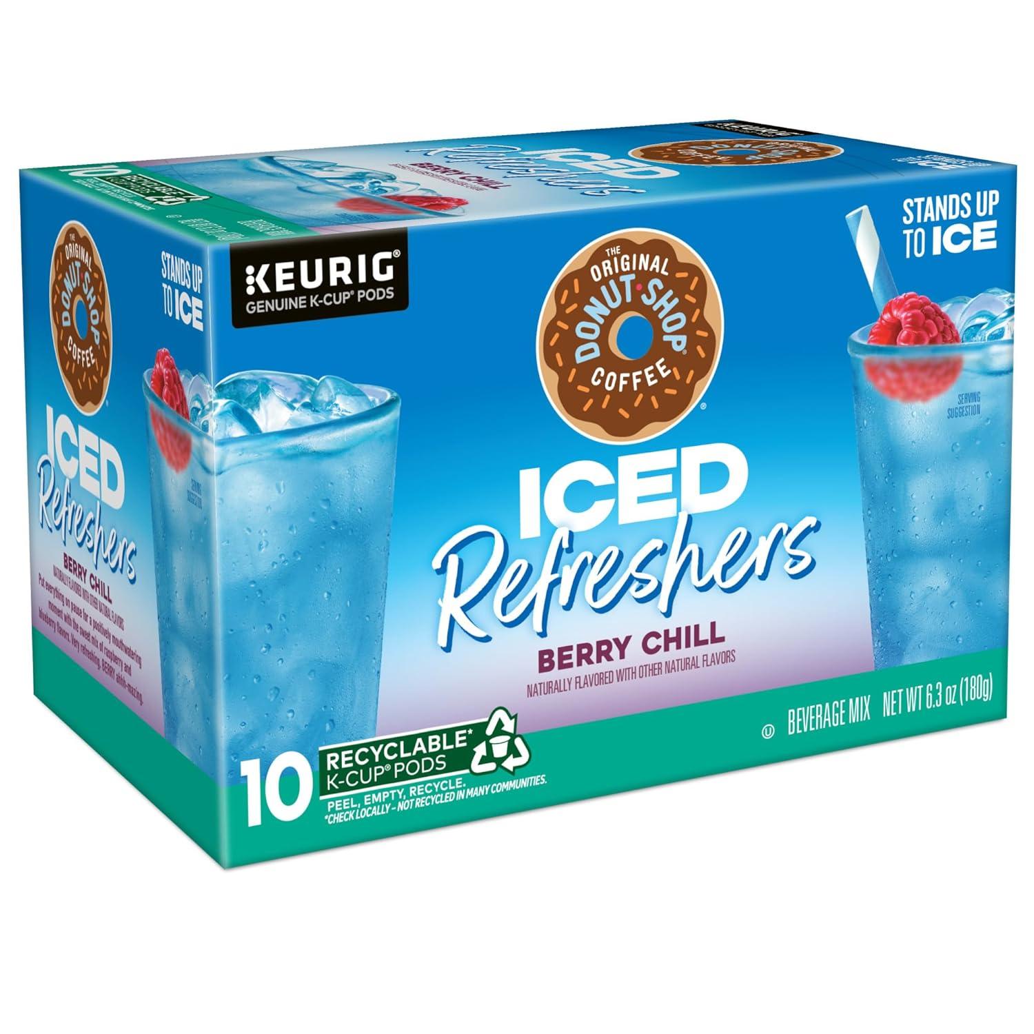 imageThe Original Donut Shop Iced Refreshers Strawberry Aa Flavor Keurig Single Serve KCup Pods 60 Count 6 Packs of 10Berry Chill