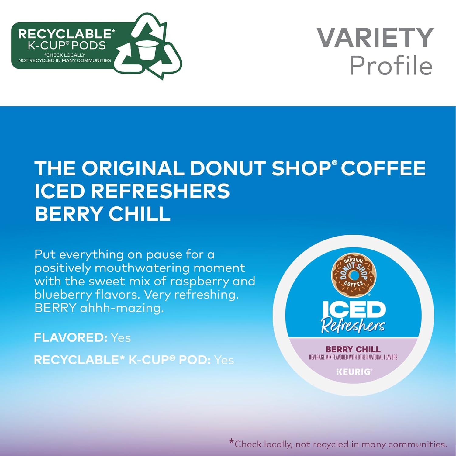 imageThe Original Donut Shop Iced Refreshers Strawberry Aa Flavor Keurig Single Serve KCup Pods 60 Count 6 Packs of 10Berry Chill