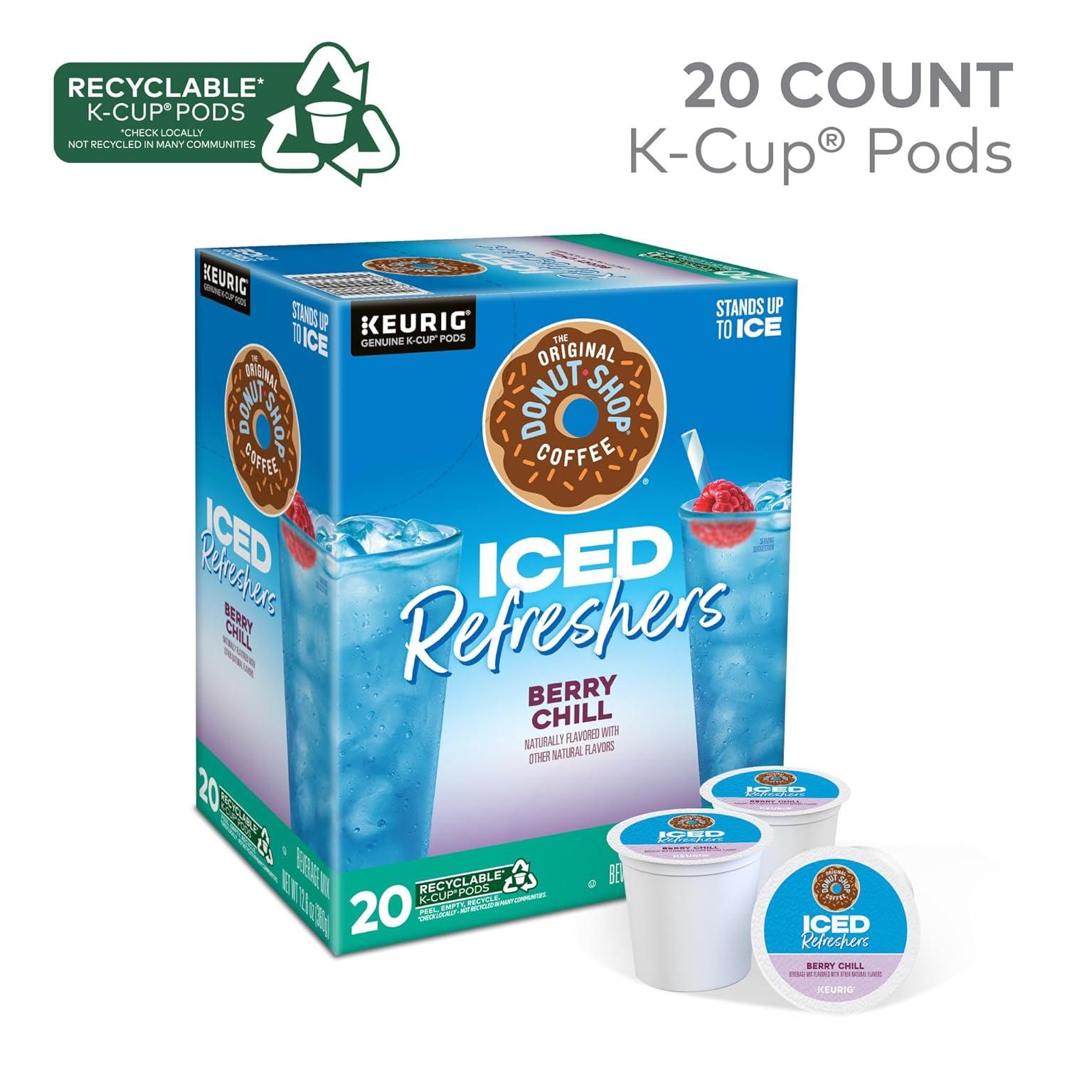 imageThe Original Donut Shop Iced Refreshers Strawberry Aa Flavor Keurig Single Serve KCup Pods 60 Count 6 Packs of 10Berry Chill