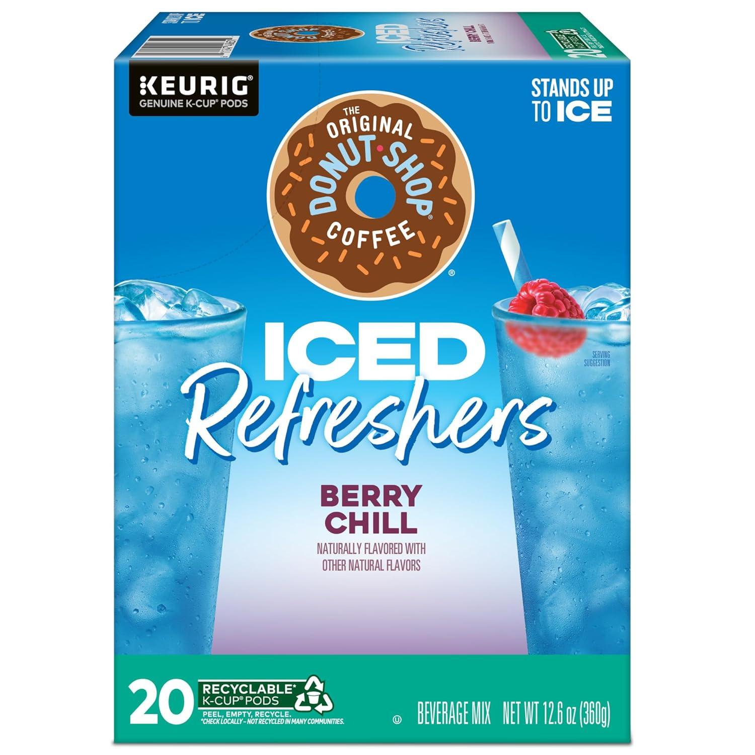imageThe Original Donut Shop Iced Refreshers Strawberry Aa Flavor Keurig Single Serve KCup Pods 60 Count 6 Packs of 10Berry Chill