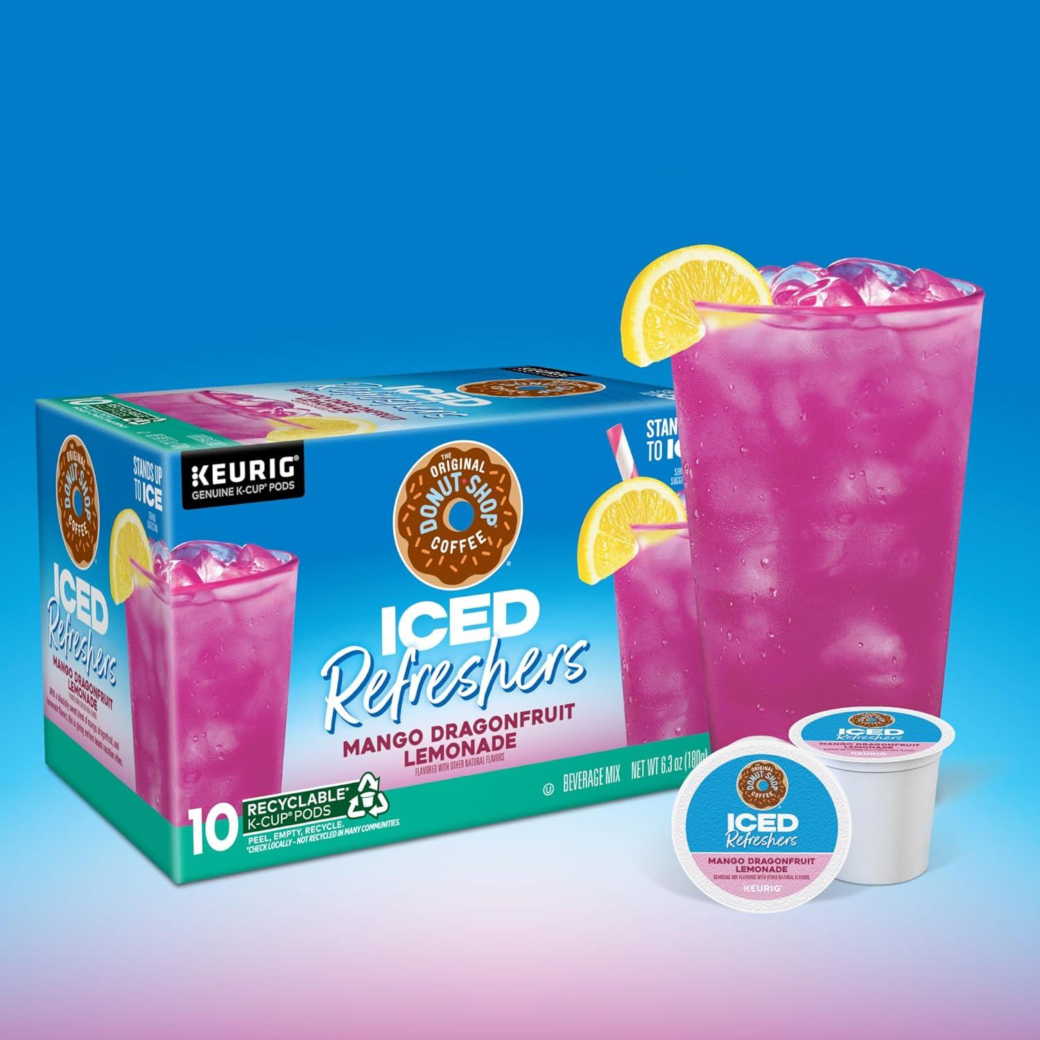 imageThe Original Donut Shop Iced Refreshers Strawberry Aa Flavor Keurig Single Serve KCup Pods 60 Count 6 Packs of 10Dragonfruit Lemonade