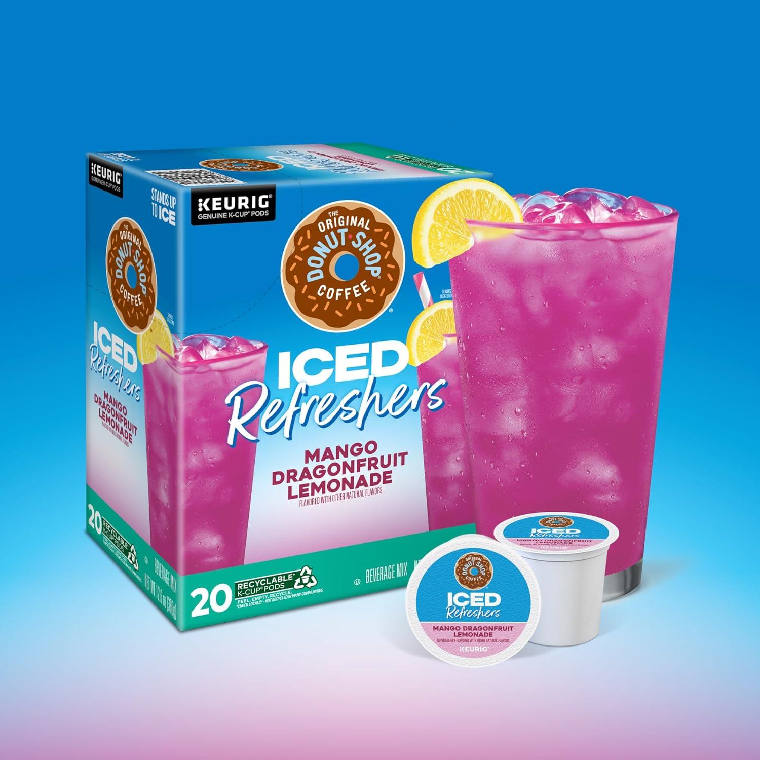 imageThe Original Donut Shop Iced Refreshers Strawberry Aa Flavor Keurig Single Serve KCup Pods 60 Count 6 Packs of 10Dragonfruit Lemonade