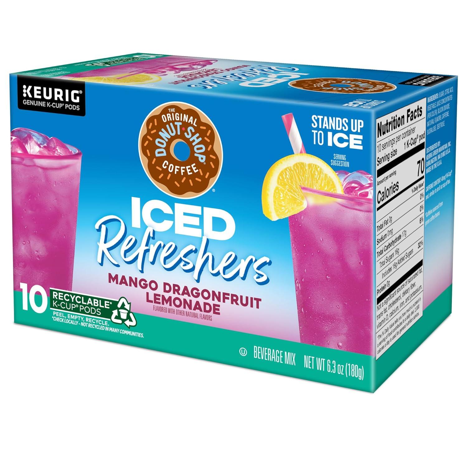 imageThe Original Donut Shop Iced Refreshers Strawberry Aa Flavor Keurig Single Serve KCup Pods 60 Count 6 Packs of 10Dragonfruit Lemonade
