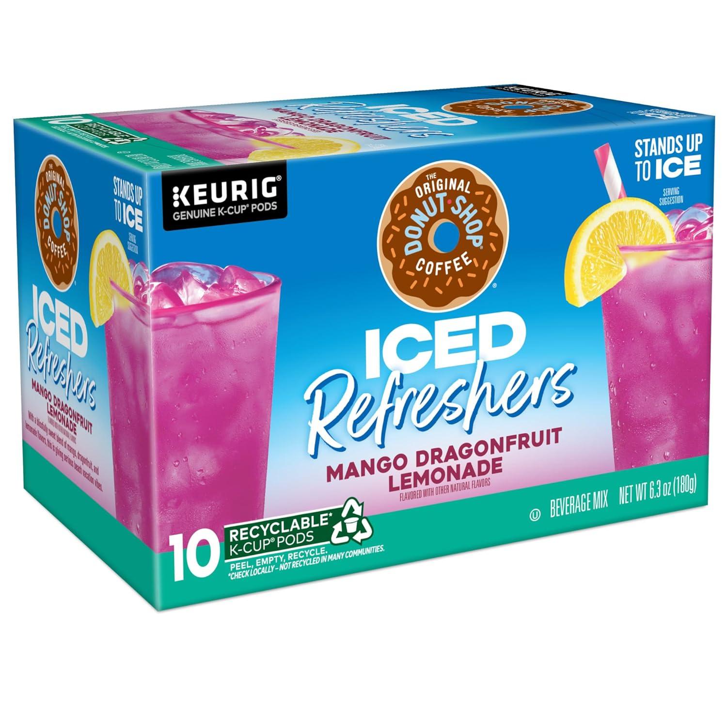 imageThe Original Donut Shop Iced Refreshers Strawberry Aa Flavor Keurig Single Serve KCup Pods 60 Count 6 Packs of 10Dragonfruit Lemonade