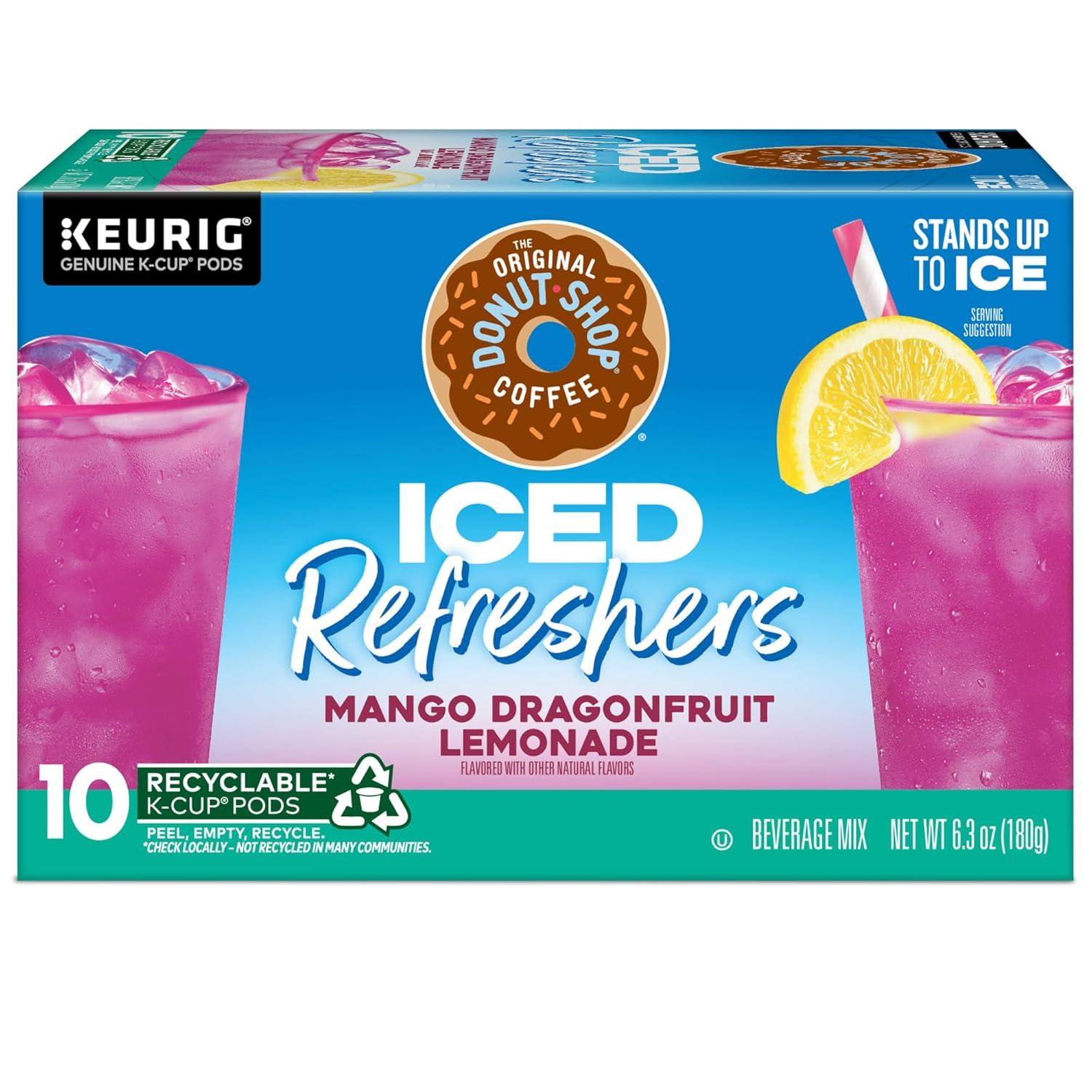 imageThe Original Donut Shop Iced Refreshers Strawberry Aa Flavor Keurig Single Serve KCup Pods 60 Count 6 Packs of 10Dragonfruit Lemonade