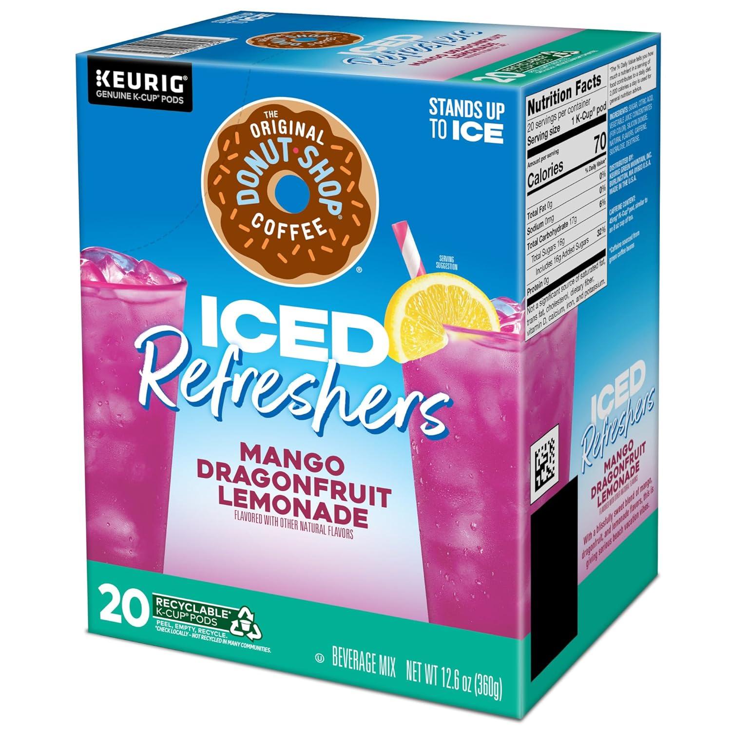 imageThe Original Donut Shop Iced Refreshers Strawberry Aa Flavor Keurig Single Serve KCup Pods 60 Count 6 Packs of 10Dragonfruit Lemonade