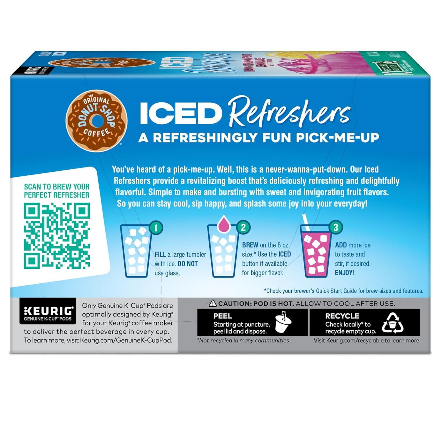 imageThe Original Donut Shop Iced Refreshers Strawberry Aa Flavor Keurig Single Serve KCup Pods 60 Count 6 Packs of 10Dragonfruit Lemonade