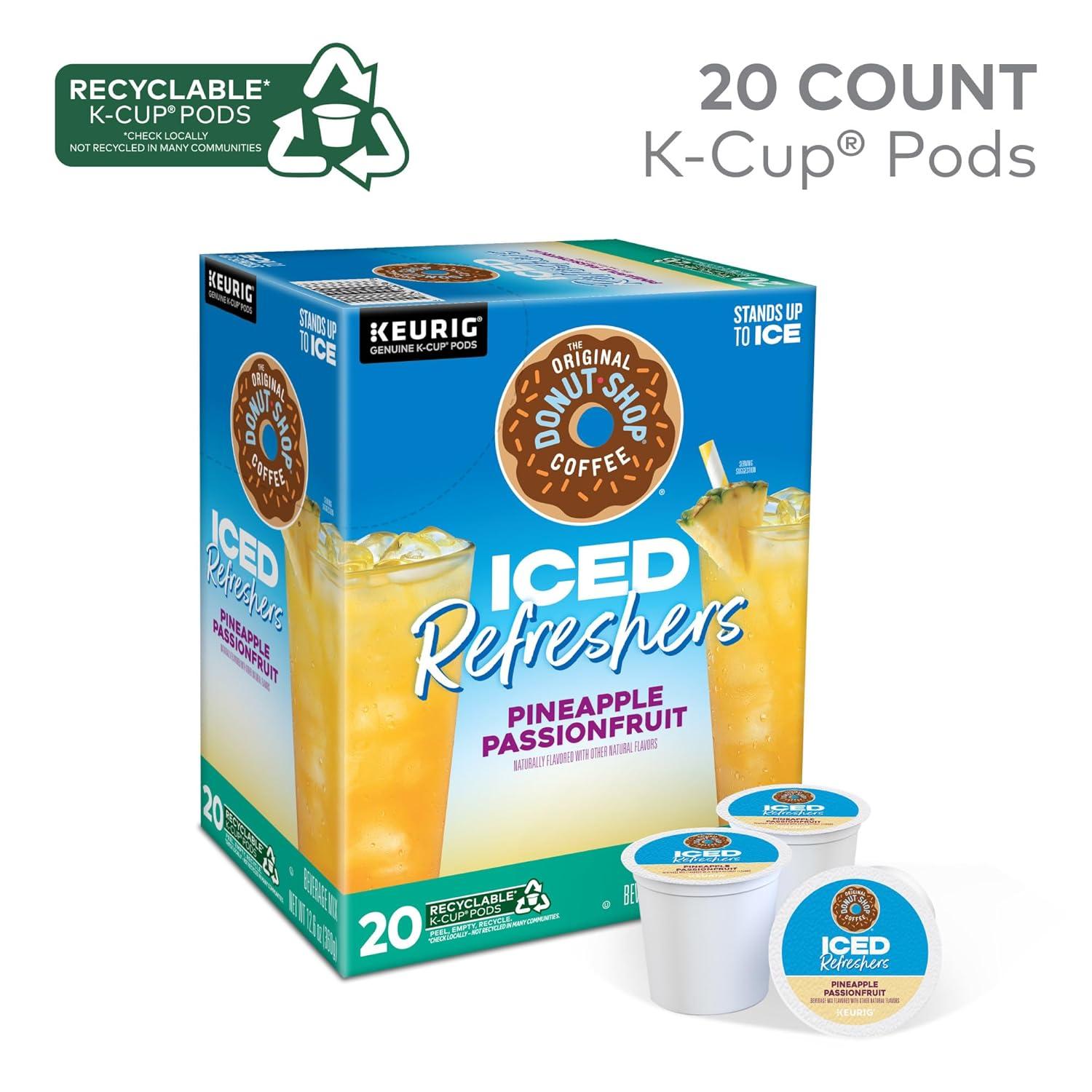 imageThe Original Donut Shop Iced Refreshers Strawberry Aa Flavor Keurig Single Serve KCup Pods 60 Count 6 Packs of 10Pineapple Passionfruit Refresher