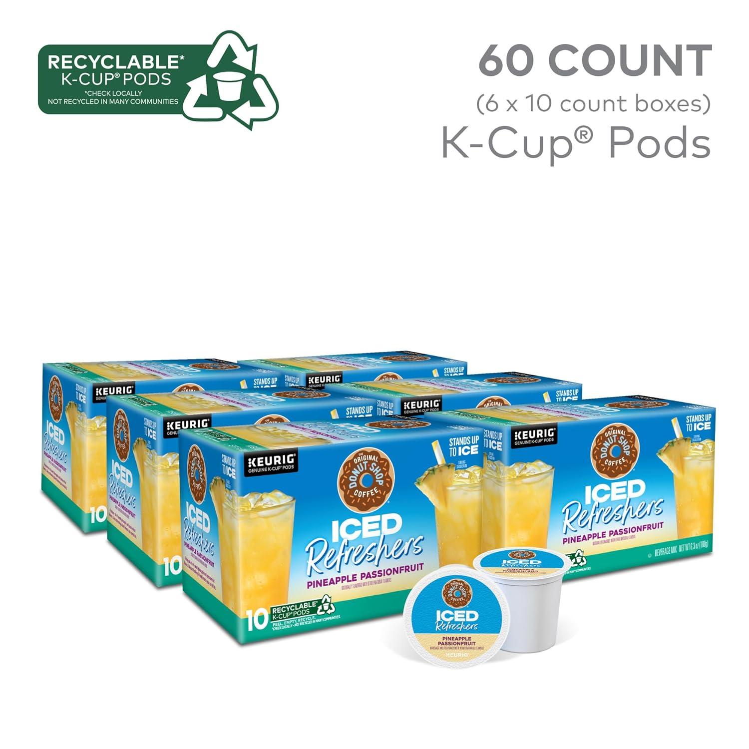 imageThe Original Donut Shop Iced Refreshers Strawberry Aa Flavor Keurig Single Serve KCup Pods 60 Count 6 Packs of 10Pineapple Passionfruit Refresher