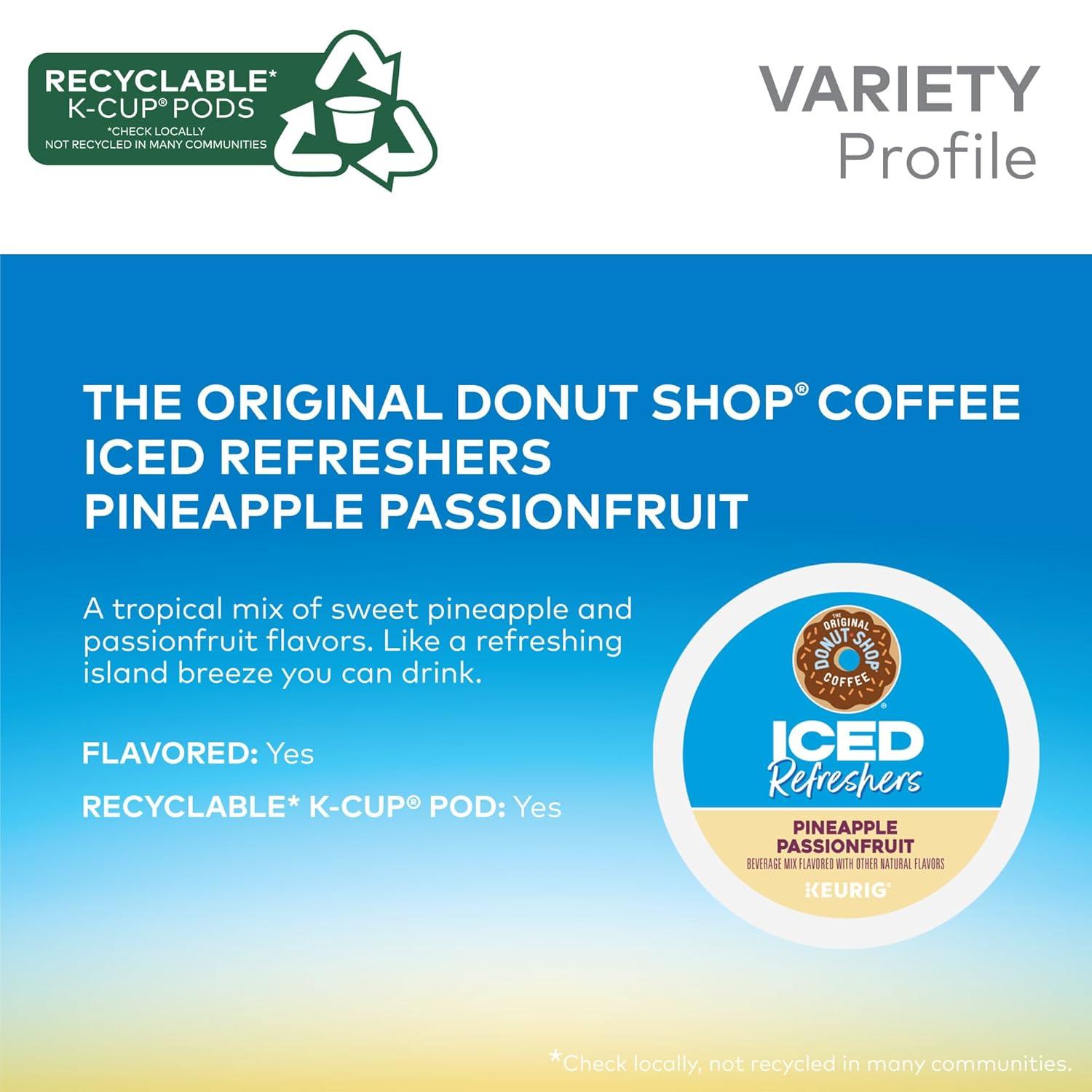 imageThe Original Donut Shop Iced Refreshers Strawberry Aa Flavor Keurig Single Serve KCup Pods 60 Count 6 Packs of 10Pineapple Passionfruit Refresher