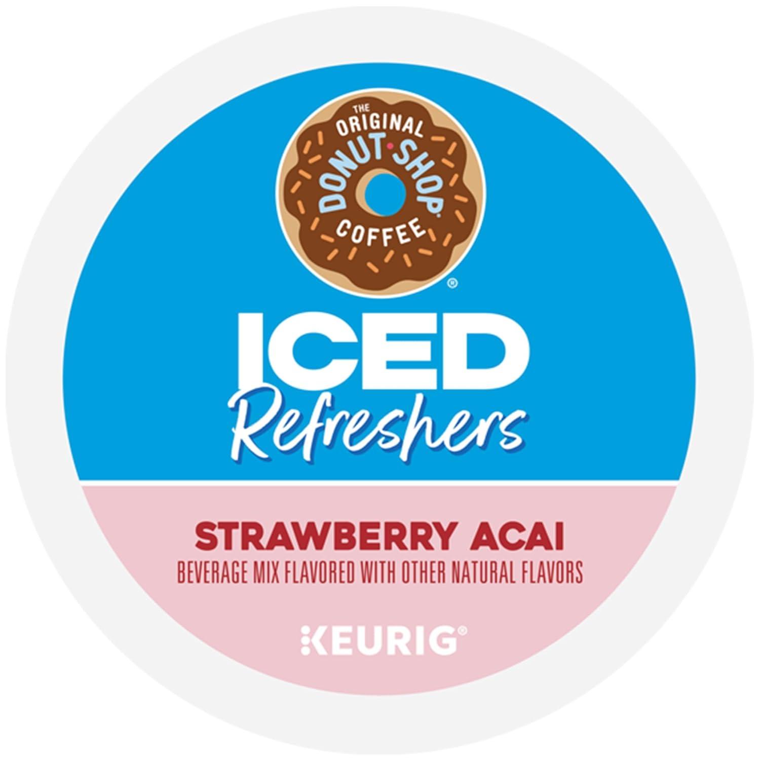 imageThe Original Donut Shop Iced Refreshers Strawberry Aa Flavor Keurig Single Serve KCup Pods 60 Count 6 Packs of 10Strawberry Acai Refresher