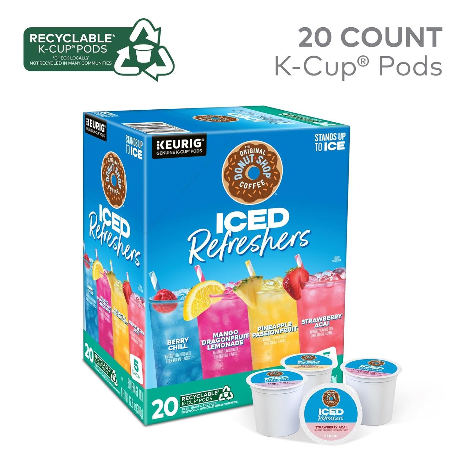 imageThe Original Donut Shop Iced Refreshers Strawberry Aa Flavor Keurig Single Serve KCup Pods 60 Count 6 Packs of 10Variety Pack