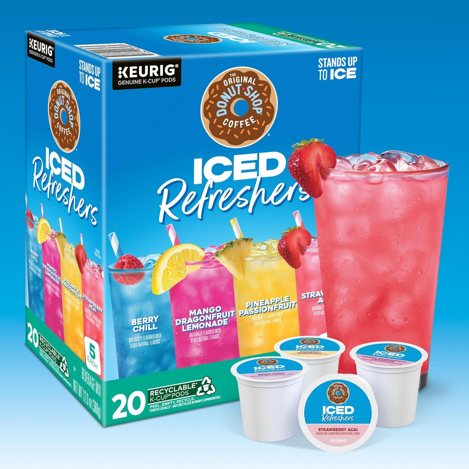 imageThe Original Donut Shop Iced Refreshers Strawberry Aa Flavor Keurig Single Serve KCup Pods 60 Count 6 Packs of 10Variety Pack