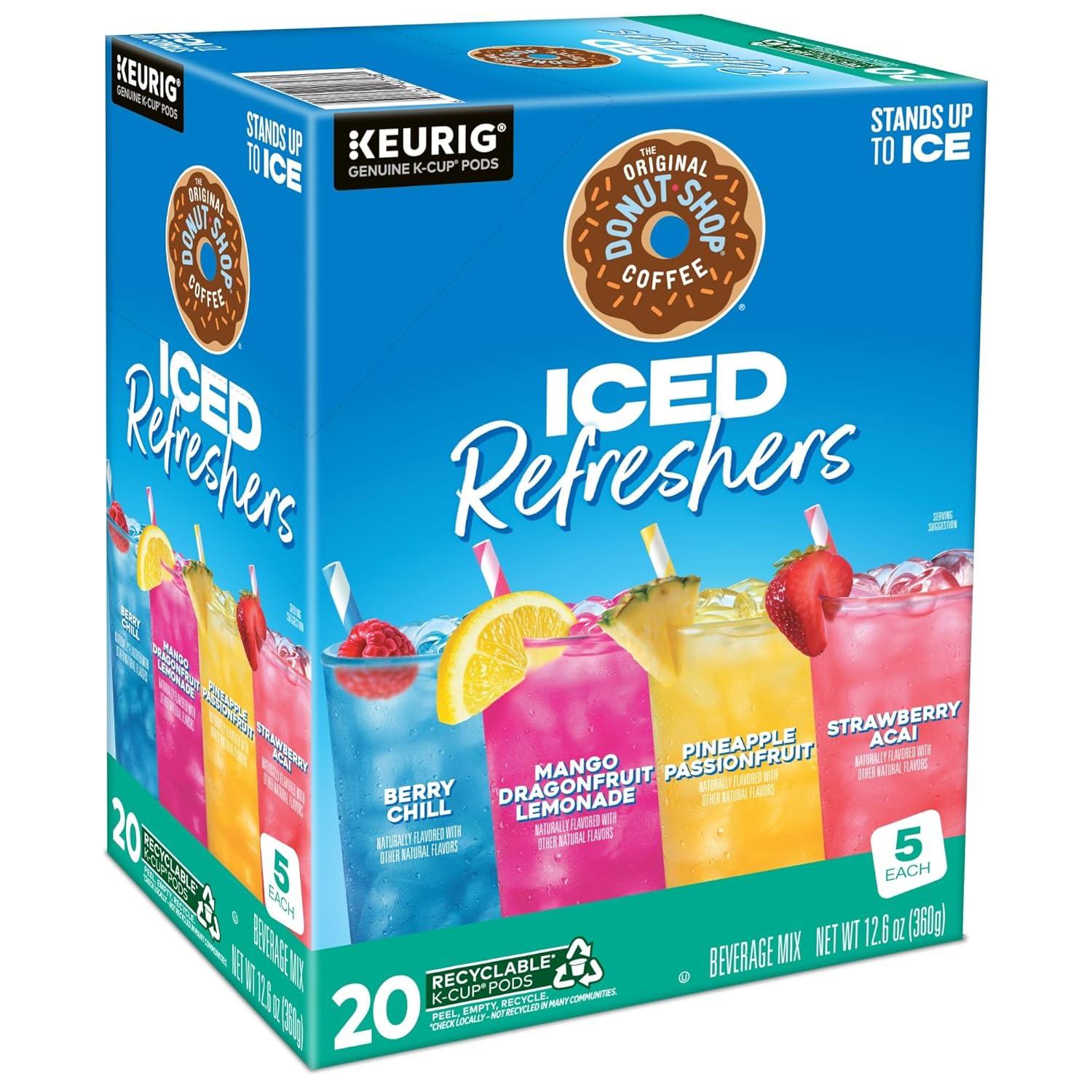imageThe Original Donut Shop Iced Refreshers Strawberry Aa Flavor Keurig Single Serve KCup Pods 60 Count 6 Packs of 10Variety Pack