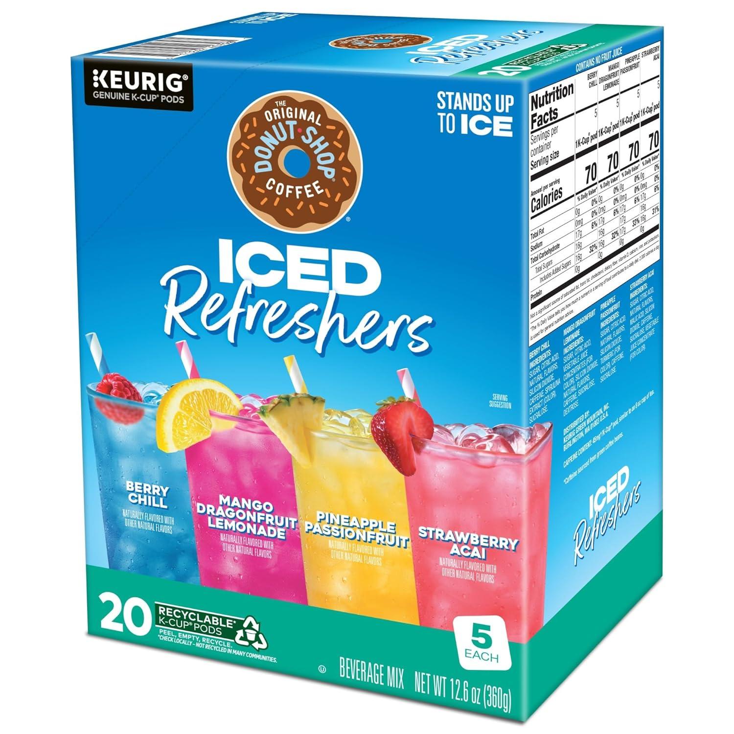 imageThe Original Donut Shop Iced Refreshers Strawberry Aa Flavor Keurig Single Serve KCup Pods 60 Count 6 Packs of 10Variety Pack