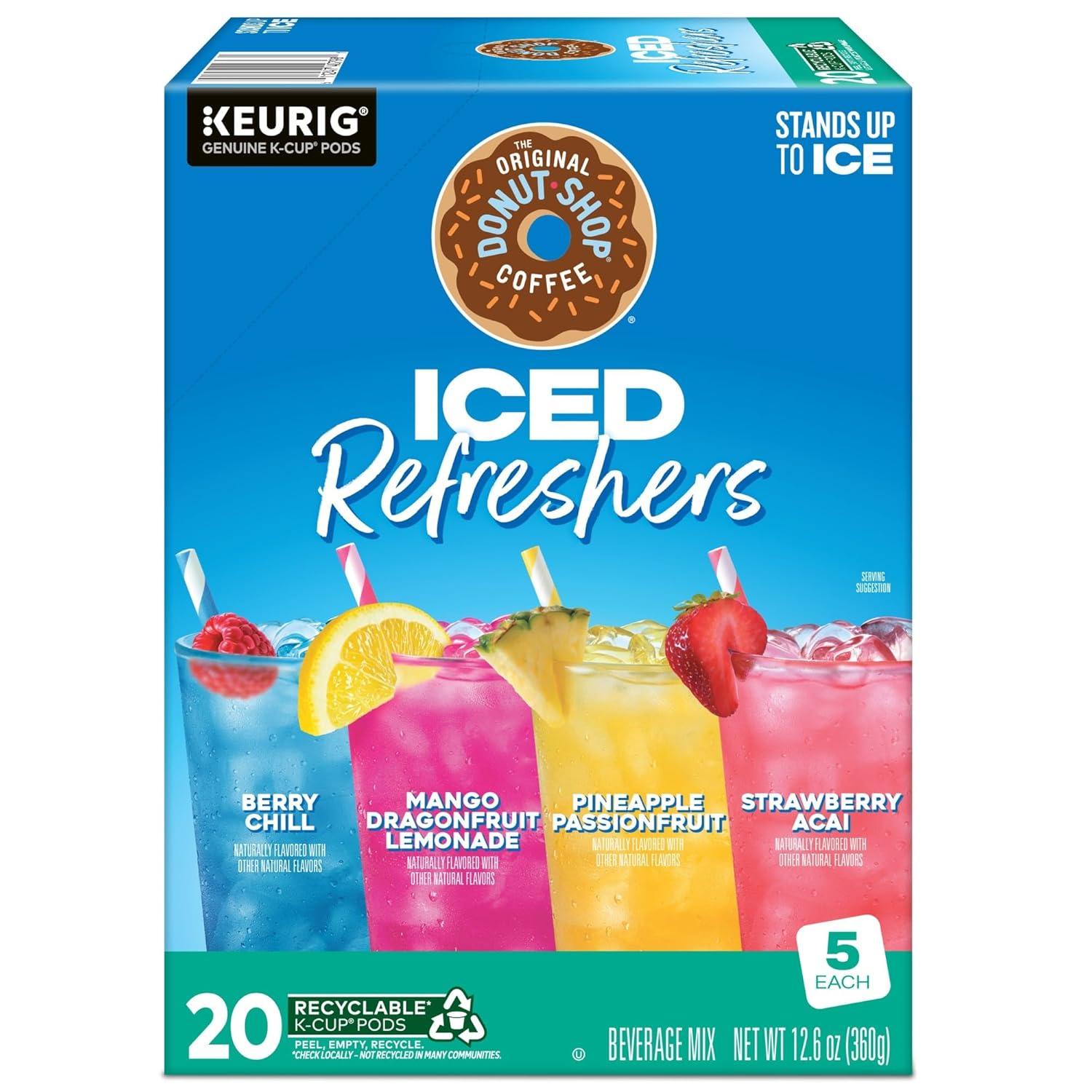imageThe Original Donut Shop Iced Refreshers Strawberry Aa Flavor Keurig Single Serve KCup Pods 60 Count 6 Packs of 10Variety Pack