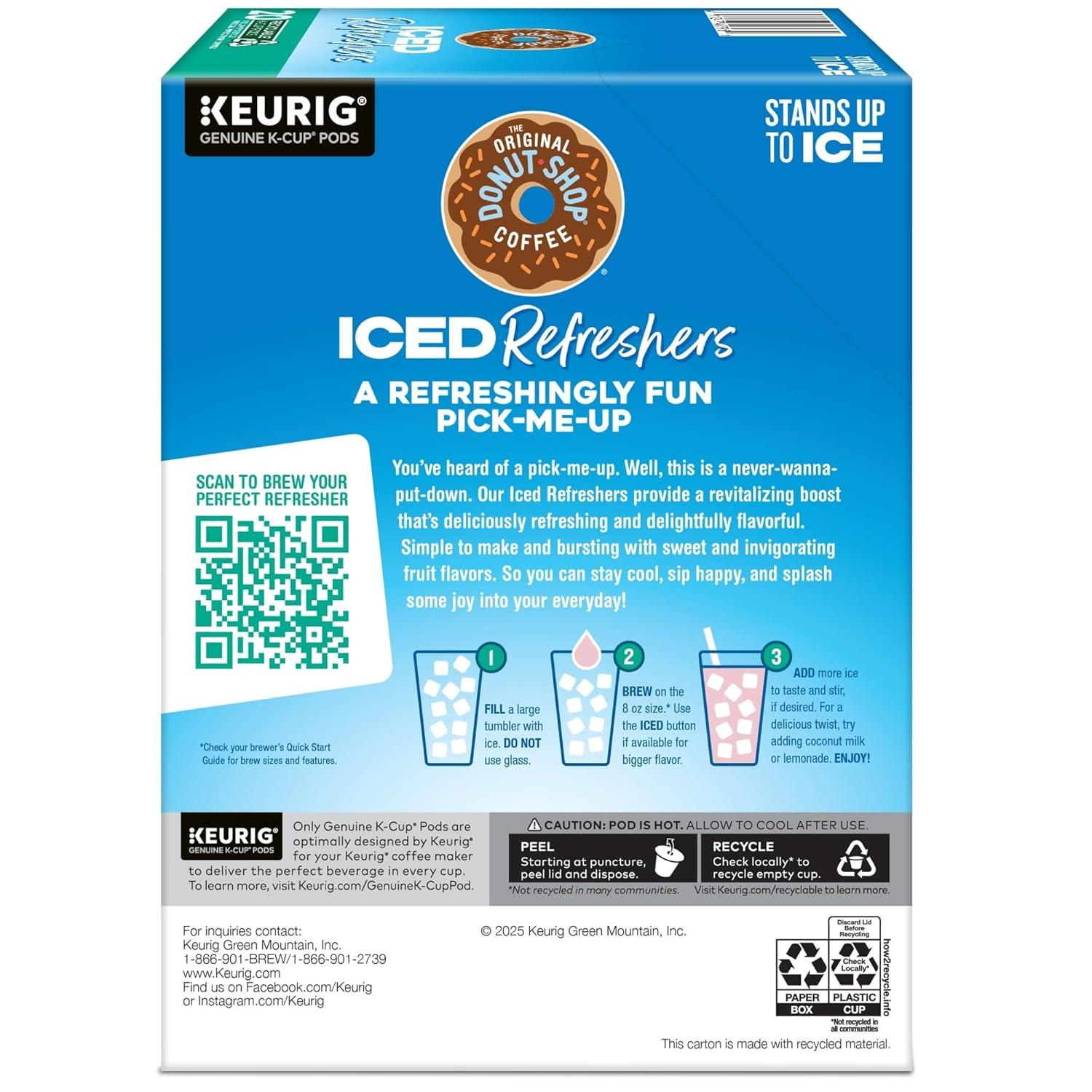 imageThe Original Donut Shop Iced Refreshers Strawberry Aa Flavor Keurig Single Serve KCup Pods 60 Count 6 Packs of 10Variety Pack