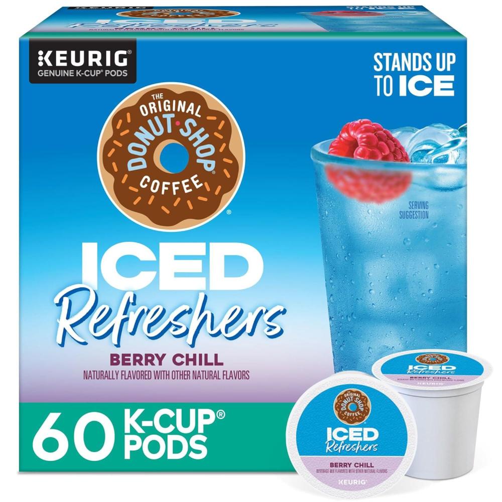 imageThe Original Donut Shop Iced Refreshers Strawberry Aa Flavor Keurig Single Serve KCup Pods 60 Count 6 Packs of 10Berry Chill