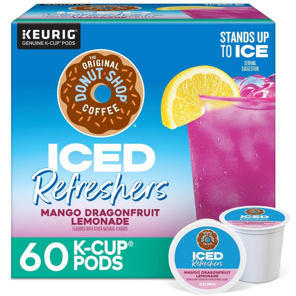 imageThe Original Donut Shop Iced Refreshers Strawberry Aa Flavor Keurig Single Serve KCup Pods 60 Count 6 Packs of 10Dragonfruit Lemonade
