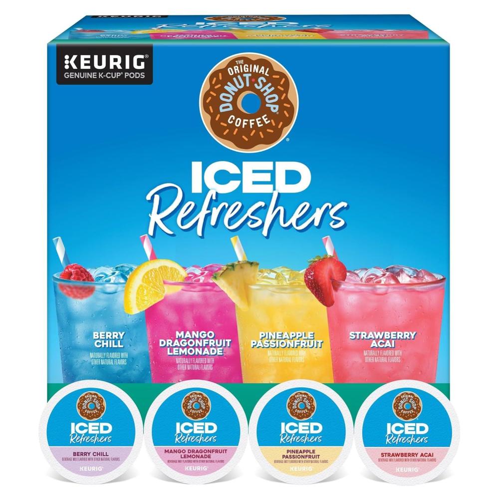 imageThe Original Donut Shop Iced Refreshers Strawberry Aa Flavor Keurig Single Serve KCup Pods 60 Count 6 Packs of 10Variety Pack