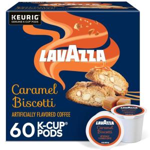 imageLavazza Caramel Biscotti Coffee Single Serve Keurig KCup Pods Flavored Coffee 60Count Box 6 Packs of 10Caramel Biscotti