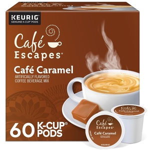 image:imageCafe Escapes Dark Chocolate Hot Cocoa Keurig SingleServe KCup Pods 96 CountCaf Caramel