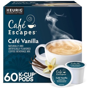 image:imageCafe Escapes Dark Chocolate Hot Cocoa Keurig SingleServe KCup Pods 96 CountCaf Vanilla