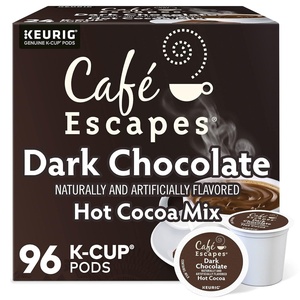 image:imageCafe Escapes Dark Chocolate Hot Cocoa Keurig SingleServe KCup Pods 96 CountDark Chocolate