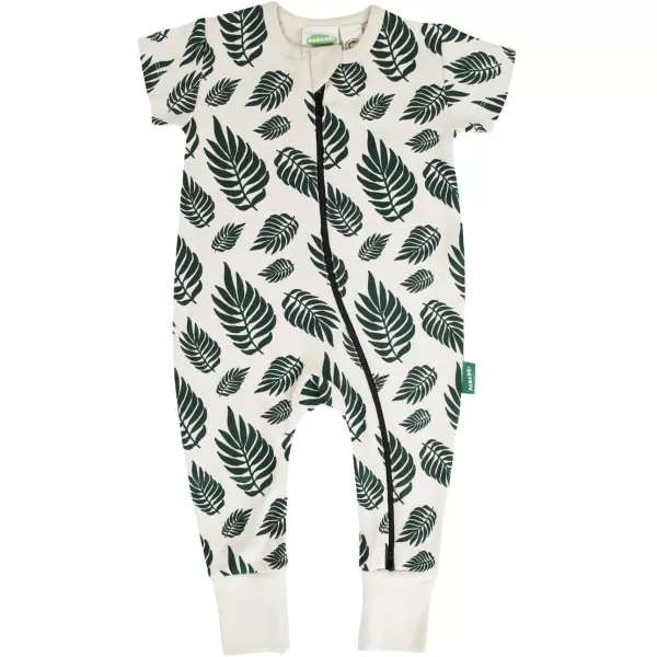PARADE Organic Signature Print 2Way Zip Romper Short SleeveGreen Jungle
