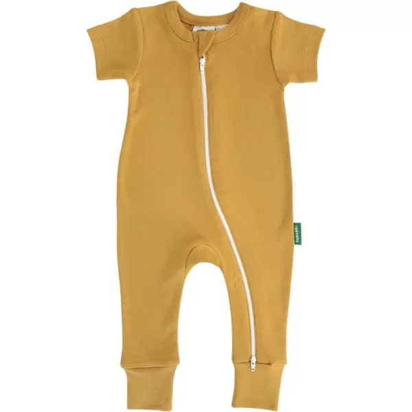 PARADE Organic Essential Basics 2Way Zip Romper  Short SleeveOchre