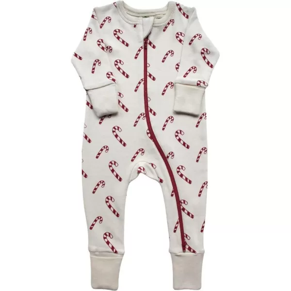 PARADE Organic Signature Print 2Way Zip Matching Winter Collection Romper  Long SleeveCandy Canes