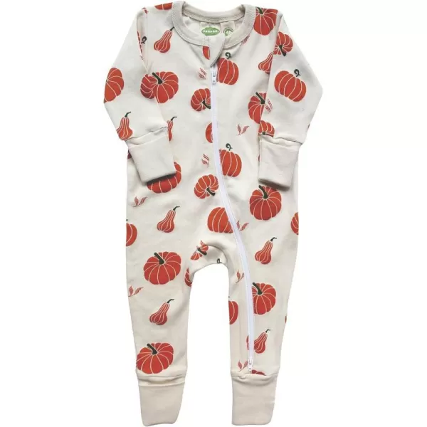 PARADE Organic Signature Print 2Way Zip Romper  Long SleevePumpkins