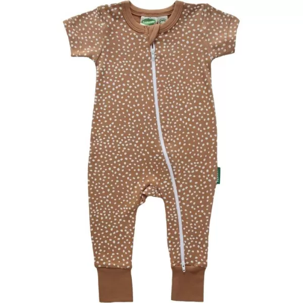 PARADE Organic Signature Print 2Way Zip Romper Short Sleeve Caramel White Pebble 612 MonthsPARADE Organic Signature Print 2Way Zip Romper Short Sleeve Caramel White Pebble 612 Months