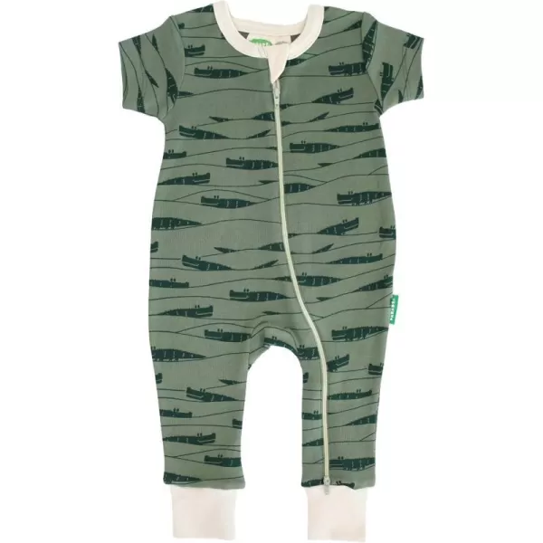 PARADE Organic Signature Print 2Way Zip Romper Short Sleeve Crocodiles 612 MonthsPARADE Organic Signature Print 2Way Zip Romper Short Sleeve Crocodiles 612 Months