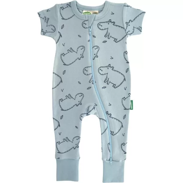 PARADE Organic Signature Print 2Way Zip Romper Short Sleeve Hippos 36 MonthsPARADE Organic Signature Print 2Way Zip Romper Short Sleeve Hippos 36 Months