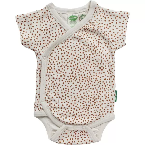 PARADE Organic Wrap Bodysuit  Signature Prints Short SleeveCaramel Pebble