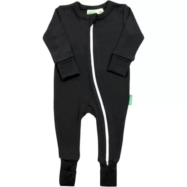 PARADE Organics Essential Basic 2Way Zipper Romper Black 612M with MittsPARADE Organics Essential Basic 2Way Zipper Romper Black 612M with Mitts