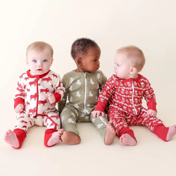 PARADE Organic Signature Print 2Way Zip Matching Holiday Romper  Long SleeveWinter Trees