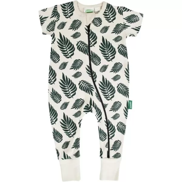 PARADE Organic Signature Print 2Way Zip Romper Short SleevePalm Leaves