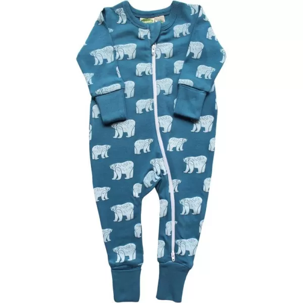 PARADE Organic Signature Print 2Way Zip Matching Holiday Romper  Long SleevePolar Bears