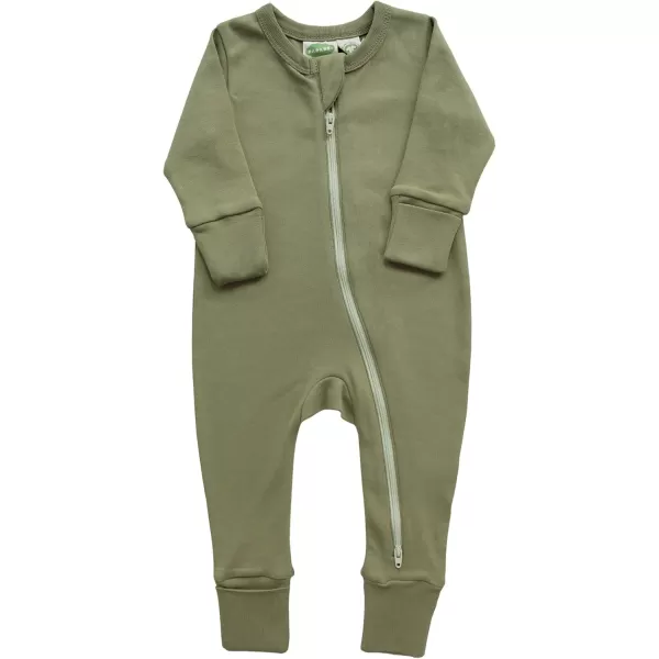 PARADE Organic Essential Basic 2Way Zipper Romper  Long Sleeve Olive 1824M no Mitts