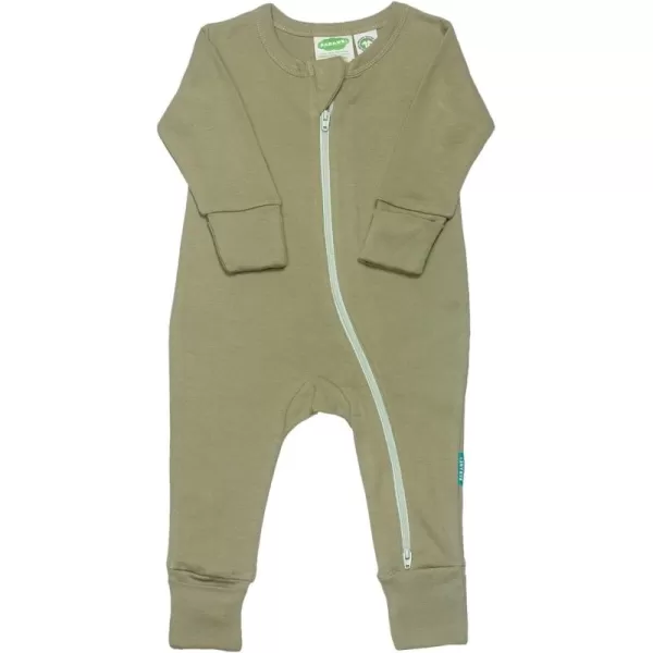 PARADE Organic Essential Basic 2Way Zipper Romper  Long Sleeve Olive 1824M no Mitts