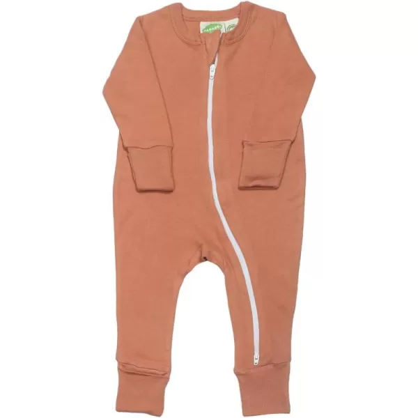 PARADE Organic Essential Basic 2Way Zipper Romper  Long SleeveCaramel