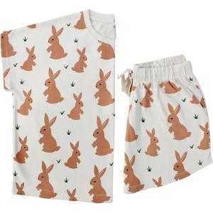 imagePARADE Organic Womens Pajamas  ShortBrown Bunnies