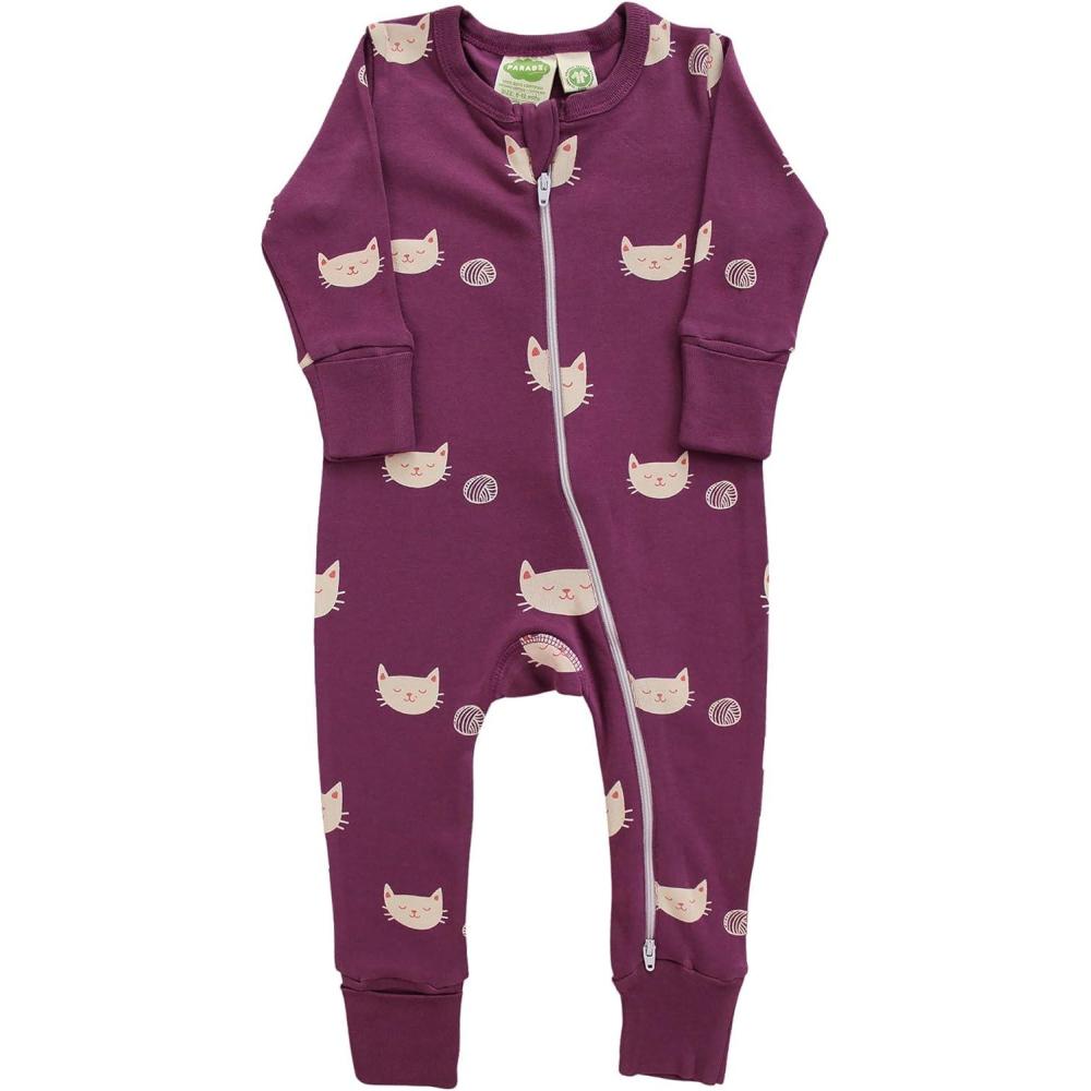 imagePARADE Organic Holiday Print 2Way Zip RomperCats