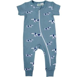 image:imagePARADE Organic Signature Print 2Way Zip Romper  Short SleeveBlue Dogs