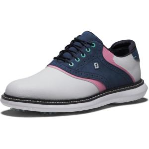 imageFootJoy Mens Traditions Golf ShoeWhiteBluePink